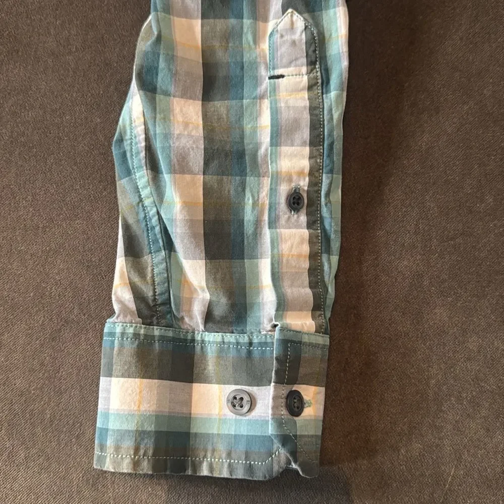 Banana Republic Men’s Blue White Plaid Long Sleeve Button Up Dress Shirt Size L